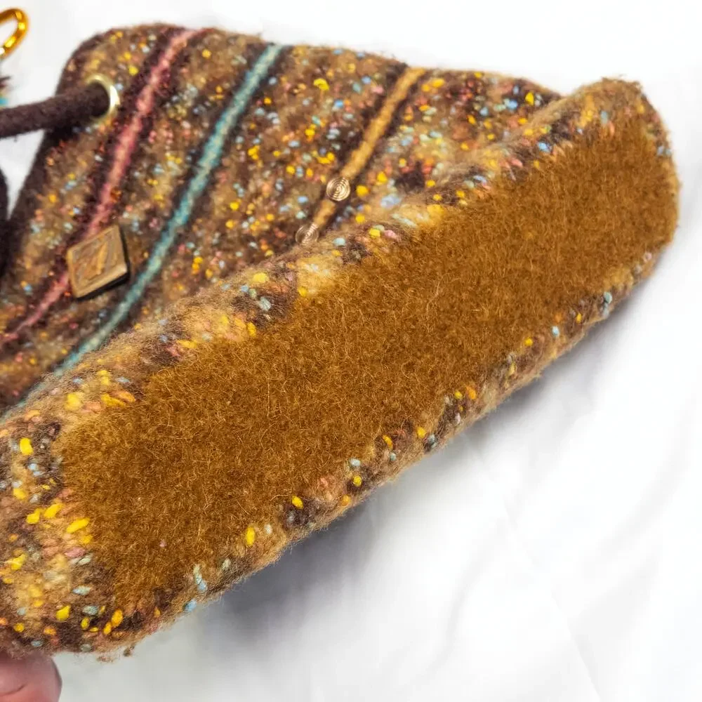 Sandi Pitelka Large Brown Knit Bag Artisan Textured Maximalist Boho